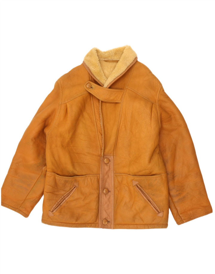 veste en peau de mouton homme vintage UK 42 XL peau de mouton beige