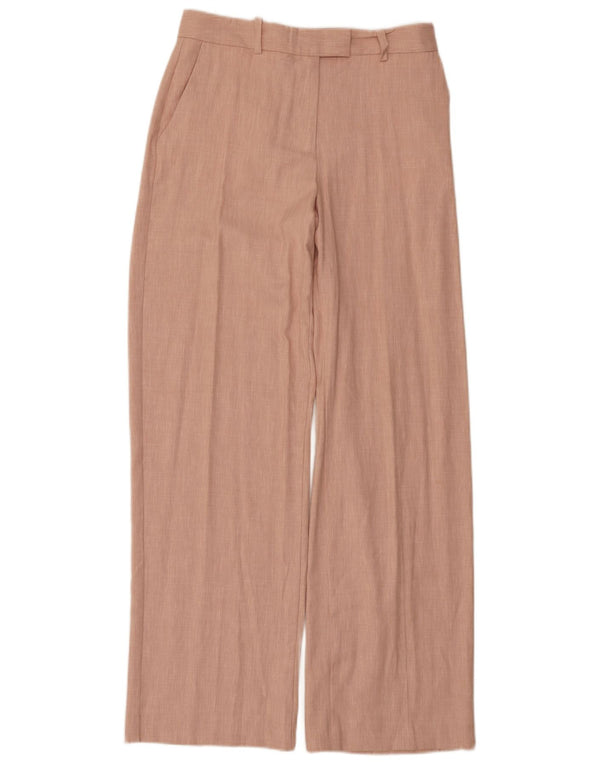Pantalon Chino Jambe Large Femme Zara Petit W26 L31 Rose Polyester
