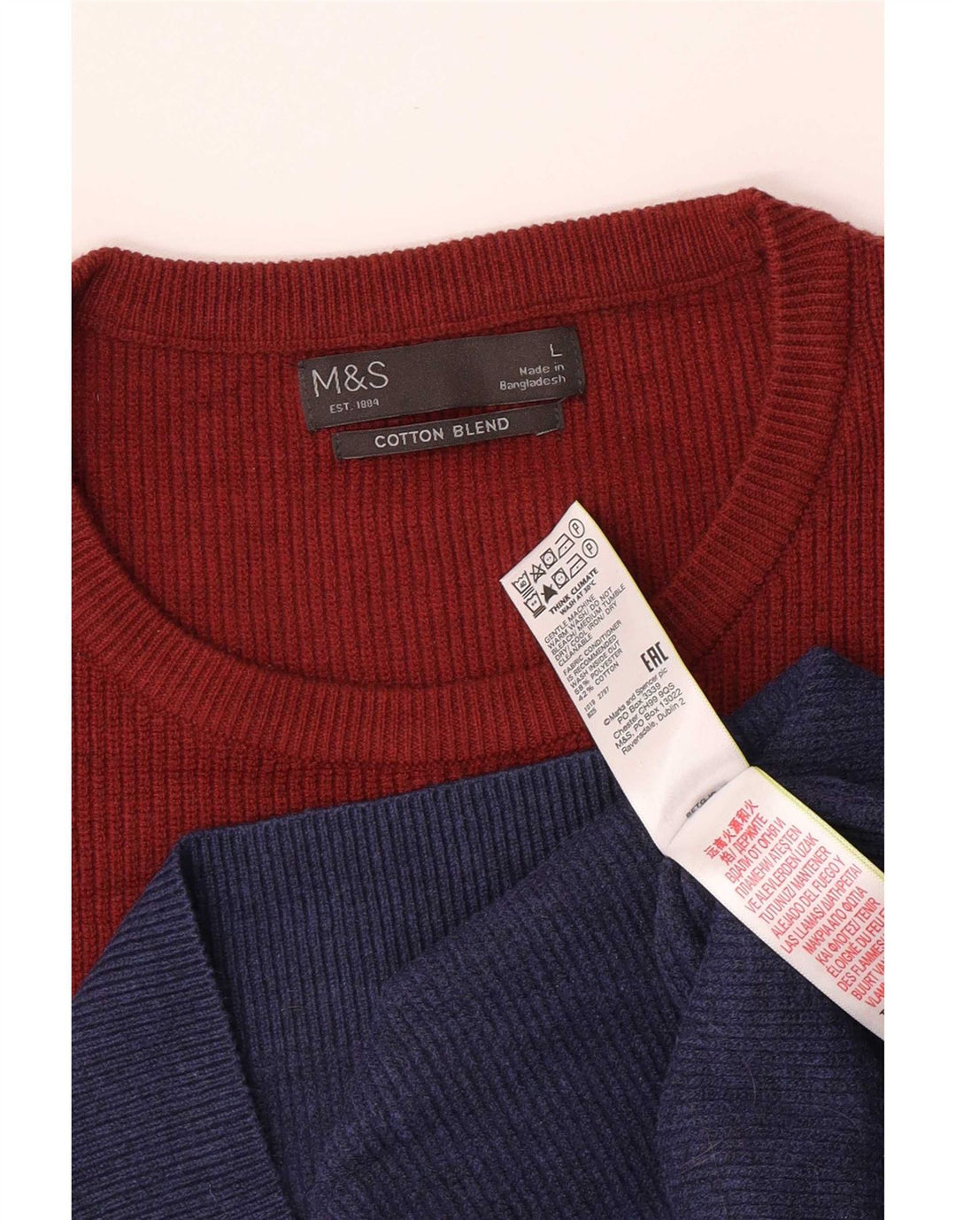 Marks & Spencer Pull à col rond pour homme Bleu Large Colorblock