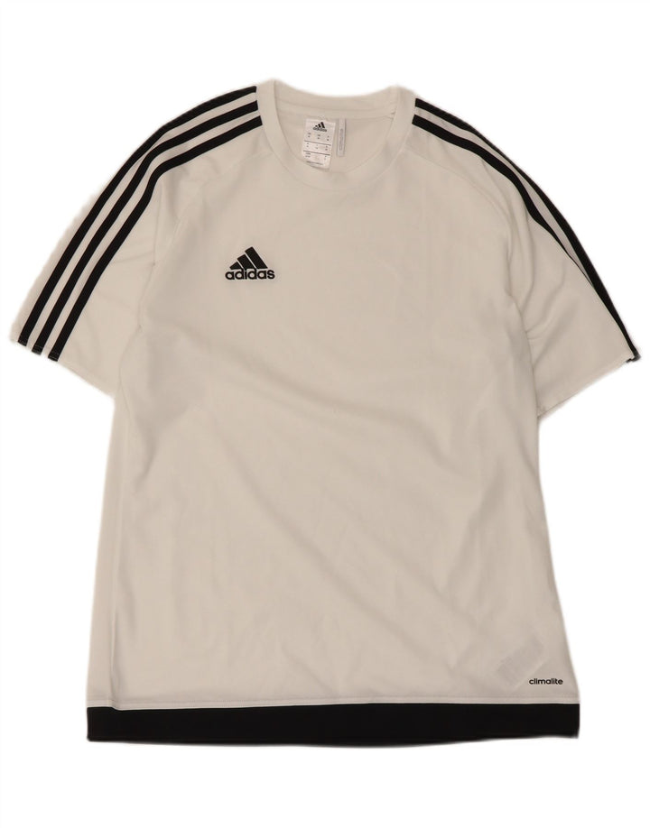 Adidas Hommes Climalite T-Shirt Haut Moyen Blanc Colorblock Polyester