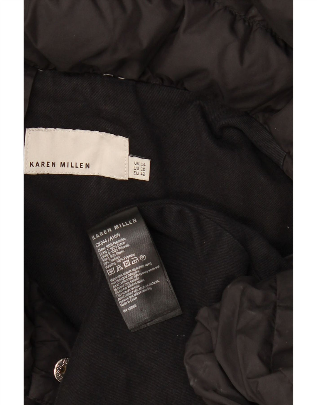 Karen Millen Manteau rembourré pour femme UK 14 Large Noir Polyamide