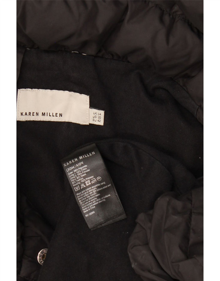 Karen Millen Manteau rembourré pour femme UK 14 Large Noir Polyamide