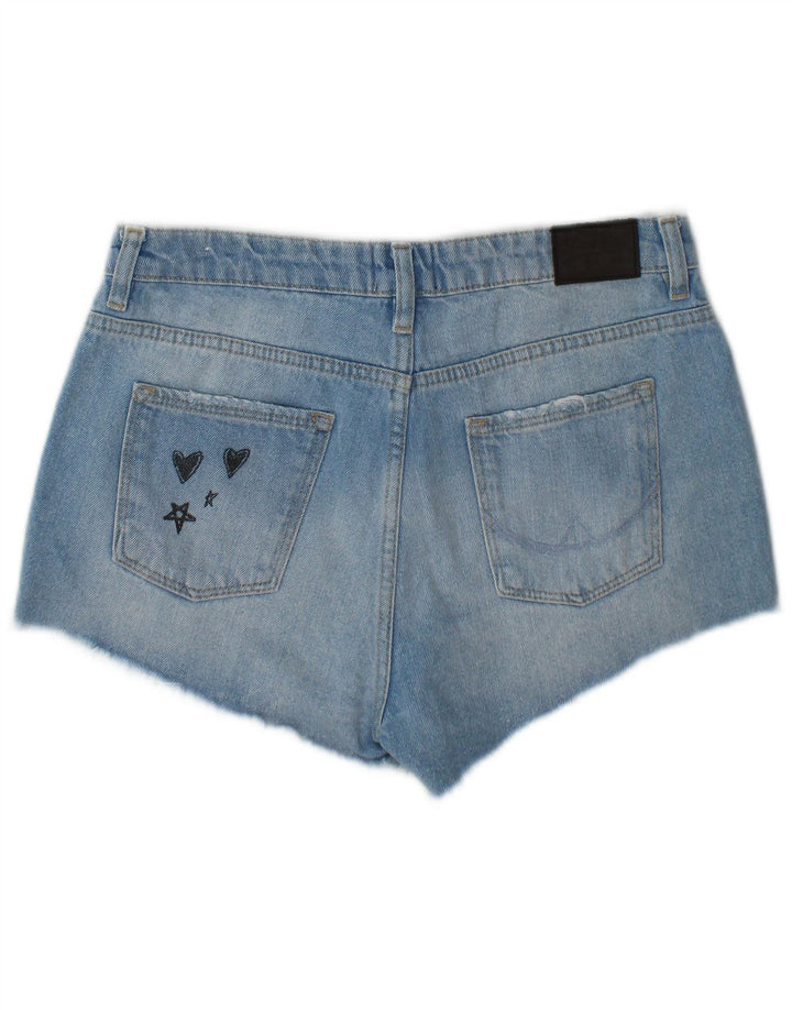 SUPERDRY Short en jean graphique vieilli W27 pour femme en coton bleu petit