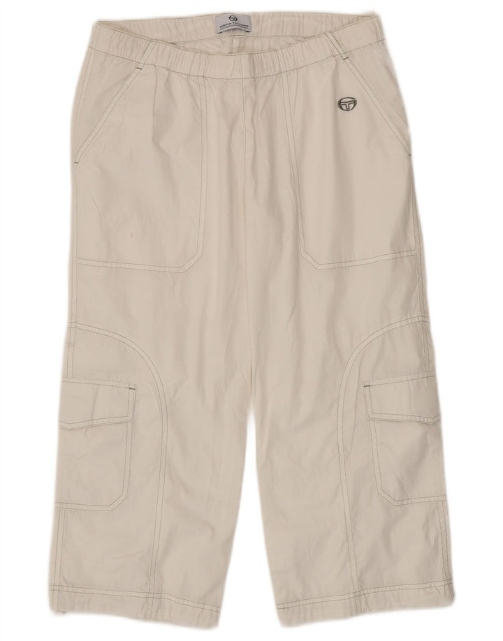 Sergio Tacchini Pantalon Capri Cargo Femme Petit W27 L20 Coton Blanc