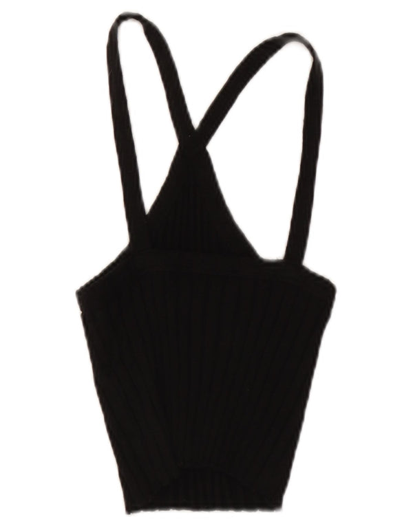 Zara Womens Crop Halter Top UK 8 Petit Noir Coton