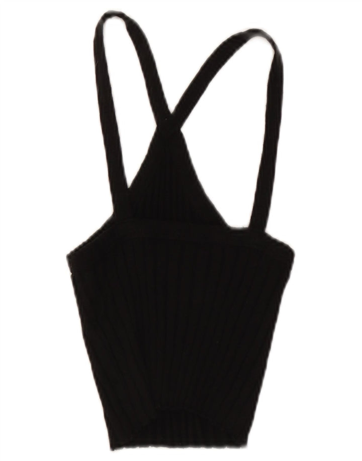 Zara Womens Crop Halter Top UK 8 Petit Noir Coton