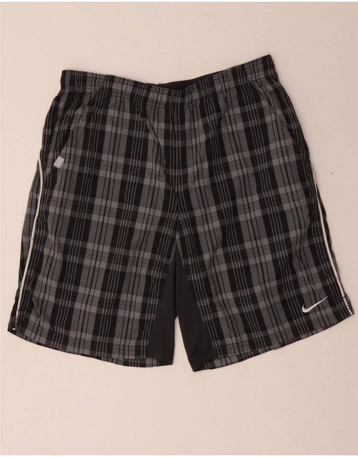 Nike Short de sport pour homme en polyester gris moyen à carreaux