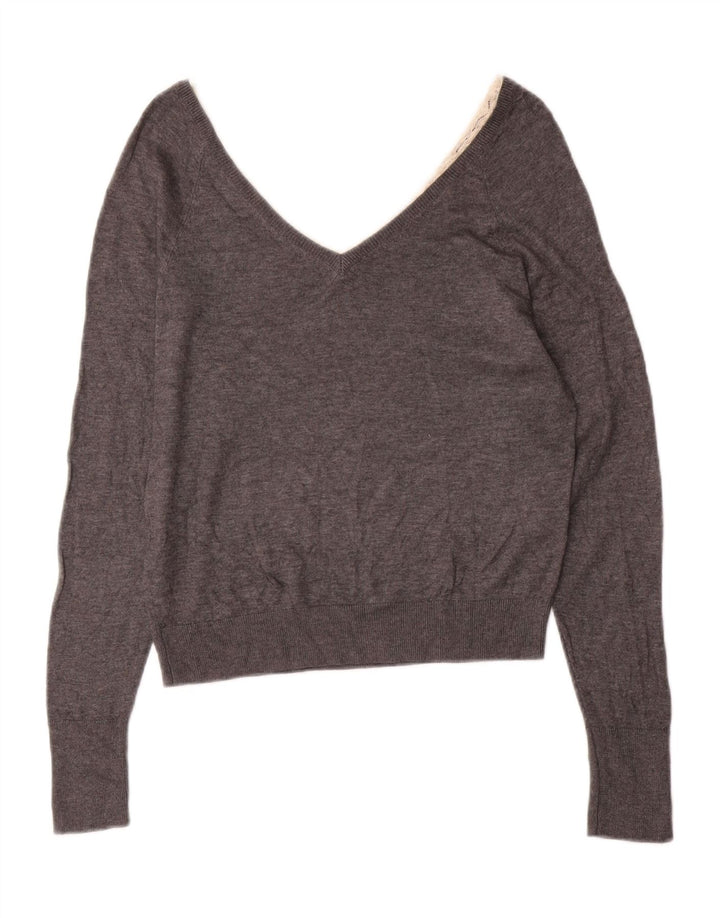 Zara Pull col V pour femme UK 10 Petit Gris