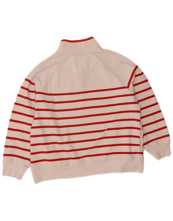 Crew Clothing Sweat-shirt à col zippé pour femme UK 46 Large Rayé Blanc