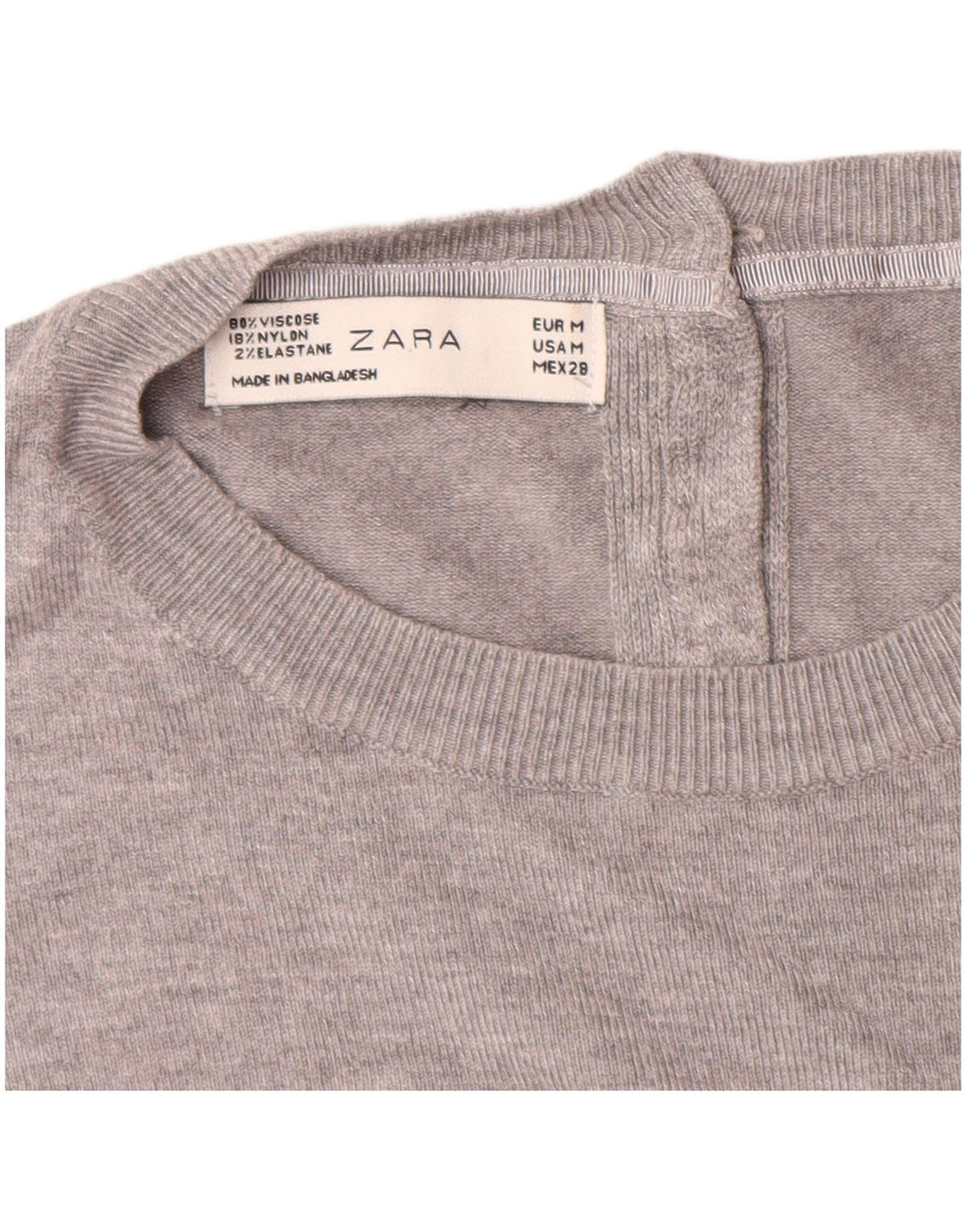 ZARA Pull à manches courtes et col bateau pour femme Gris moyen UK 14