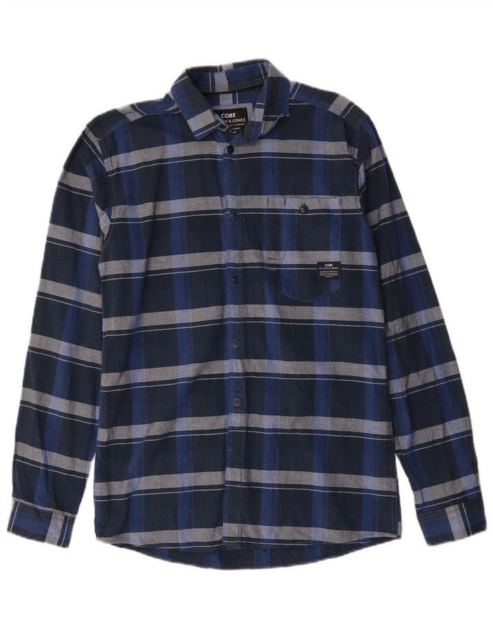 Jack & Jones Chemise Homme Petit Carreau Bleu Marine Coton