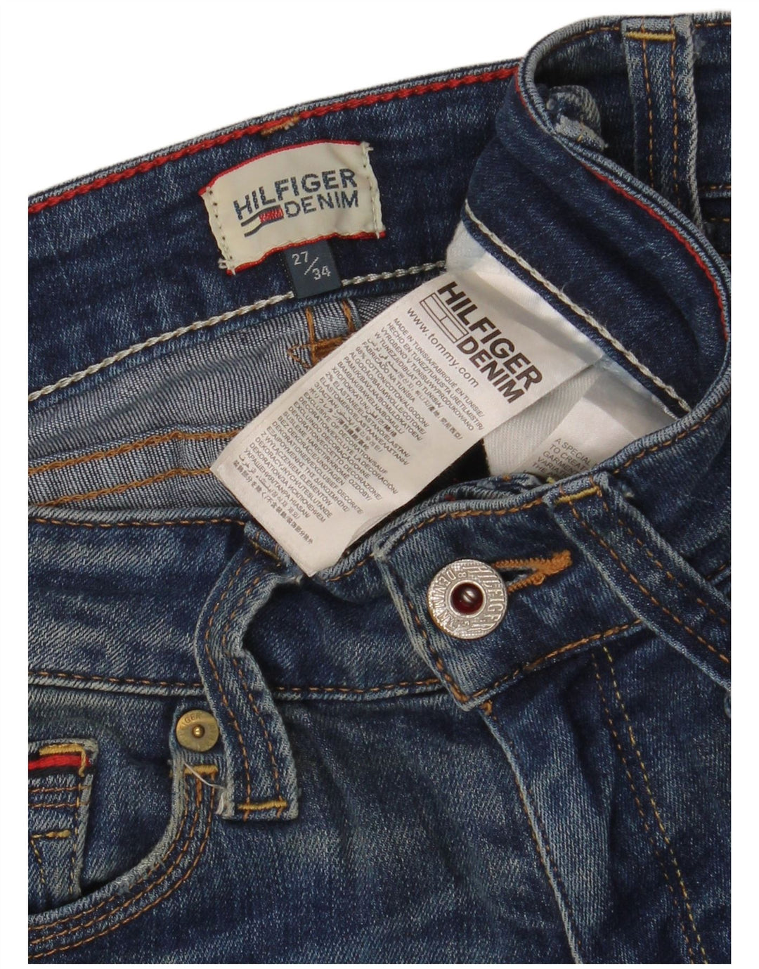 Tommy Hilfiger Jean Slim Femme W27 L30 Bleu Coton