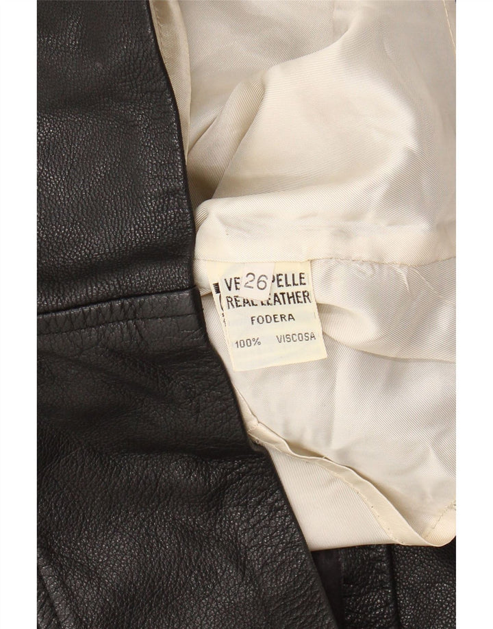 VINTAGE Womens Leather Skirt W26 Small Black Leather