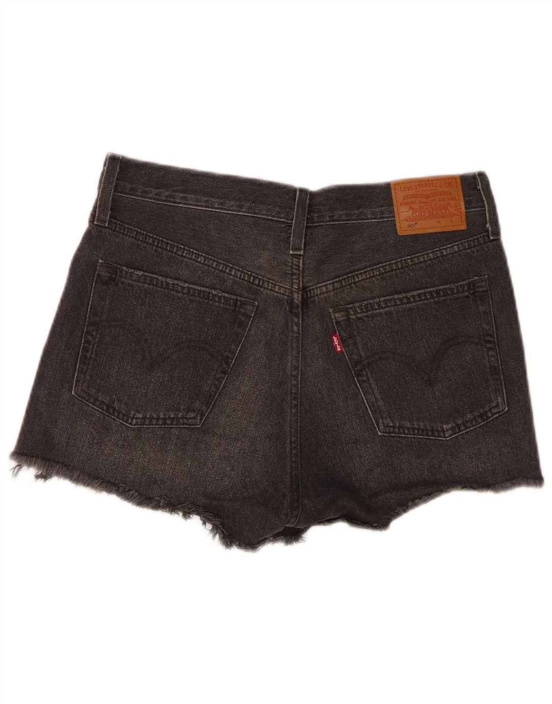 LEVI'S Short en Jean Taille Haute Femme 501 W27 Petit Gris Coton