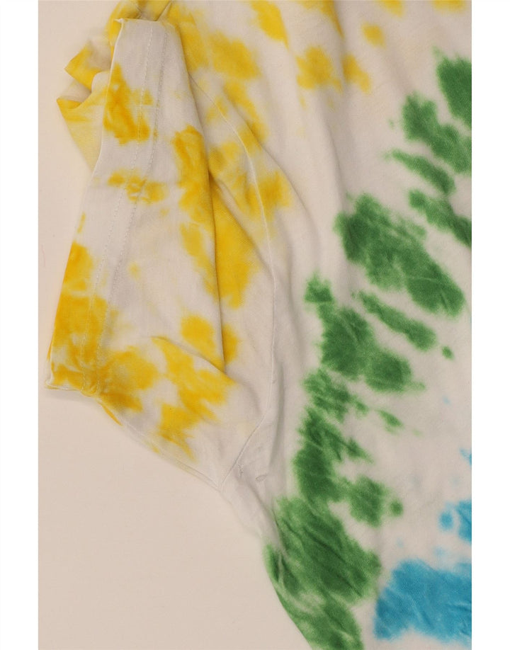 CHAMPION T-Shirt Femme Top UK 16 Grand Coton Tie Dye Multicolore