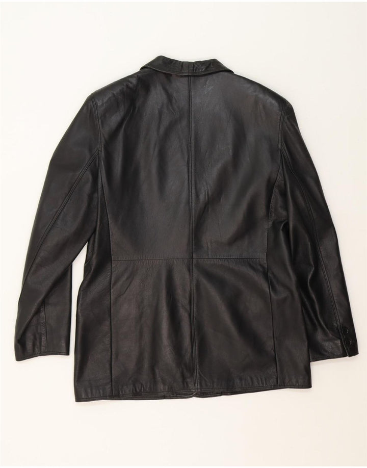 VINTAGE Womens Leather Jacket IT 48 XL Black Leather Vintage Vintage and Second-Hand Vintage from Messina Hembry 