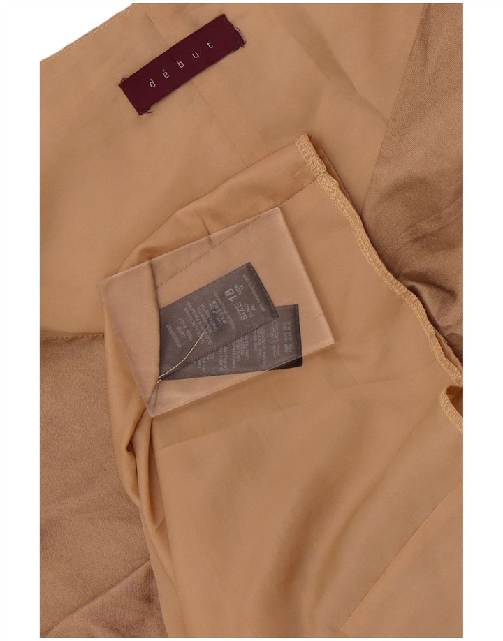 Debut Robe fourreau sans manches à volants sur le devant pour femme UK 18 XL Marron Polyester