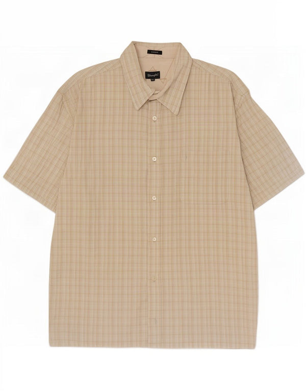Wrangler Chemise classique à manches courtes pour homme 2XL Beige à carreaux