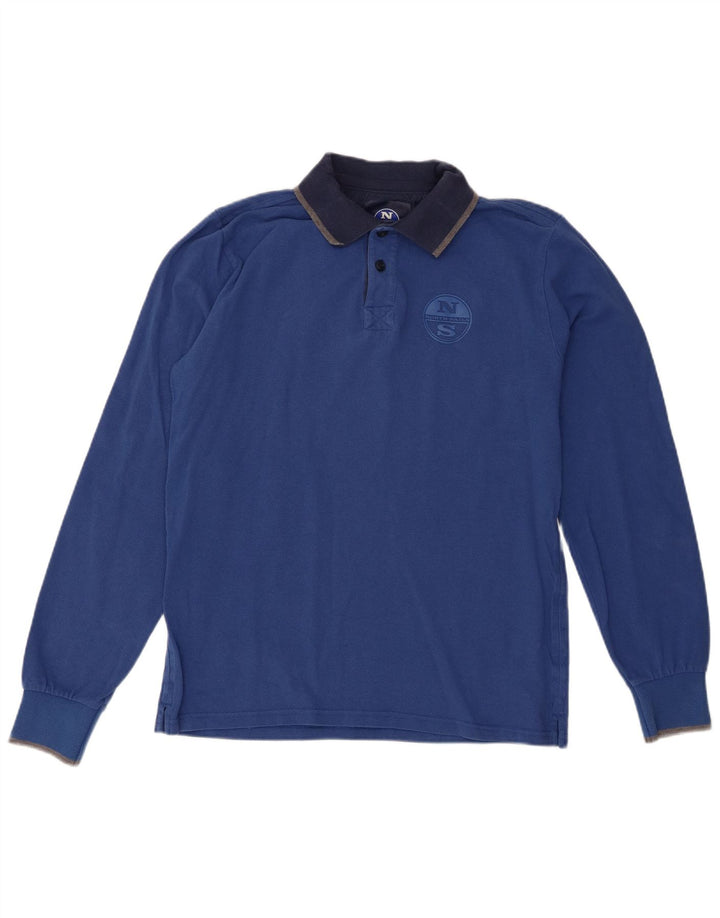 North Sails Polo de Rugby à Manches Longues Homme en Coton Bleu Moyen