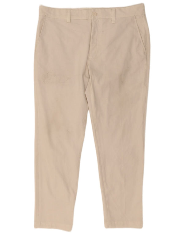 Zara Pantalon Chino Slim Homme EU 44 Large W34 L30 Blanc Polyester