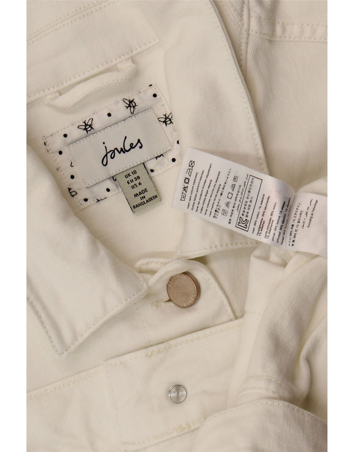 JOULES Womens Denim Jacket UK 10 Small White Cotton Vintage Joules and Second-Hand Joules from Messina Hembry 