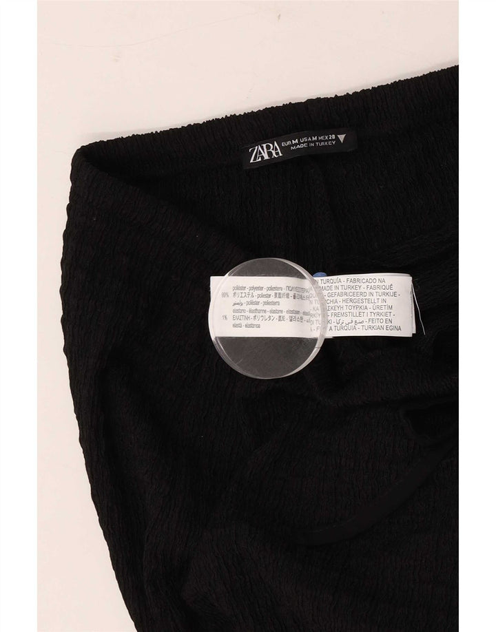Zara Pantalon décontracté à jambe large pour femme Medium W28 L31 Noir Polyester
