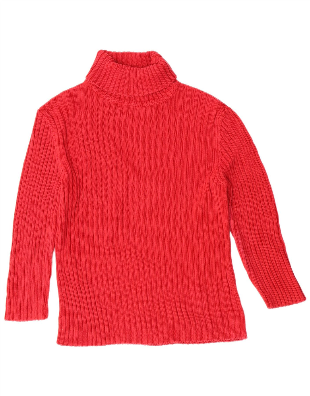 Benetton Pull col roulé pour femme UK 14 Grand Rouge Coton Classique