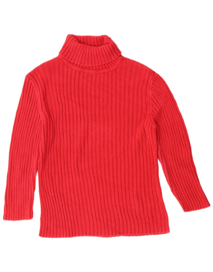 Benetton Pull col roulé pour femme UK 14 Grand Rouge Coton Classique