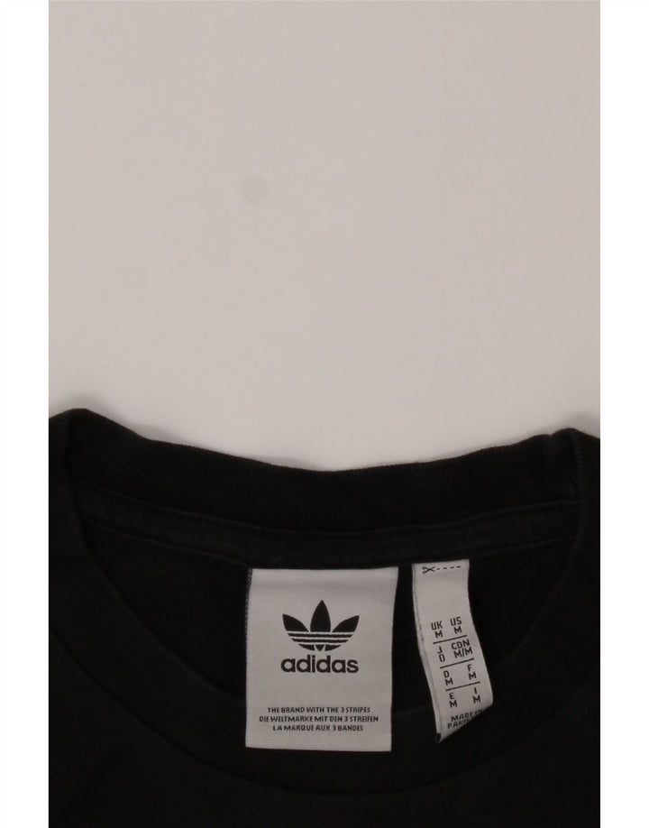 ADIDAS Mens Graphic T-Shirt Top Medium Black Cotton Vintage Adidas and Second-Hand Adidas from Messina Hembry 