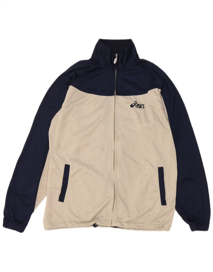 Asics Veste de survêtement pour homme en polyester color block blanc cassé moyen