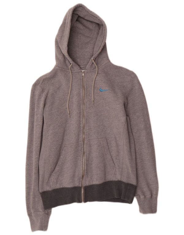 Nike Pull à capuche zippé pour femme UK 14 Coton gris moyen