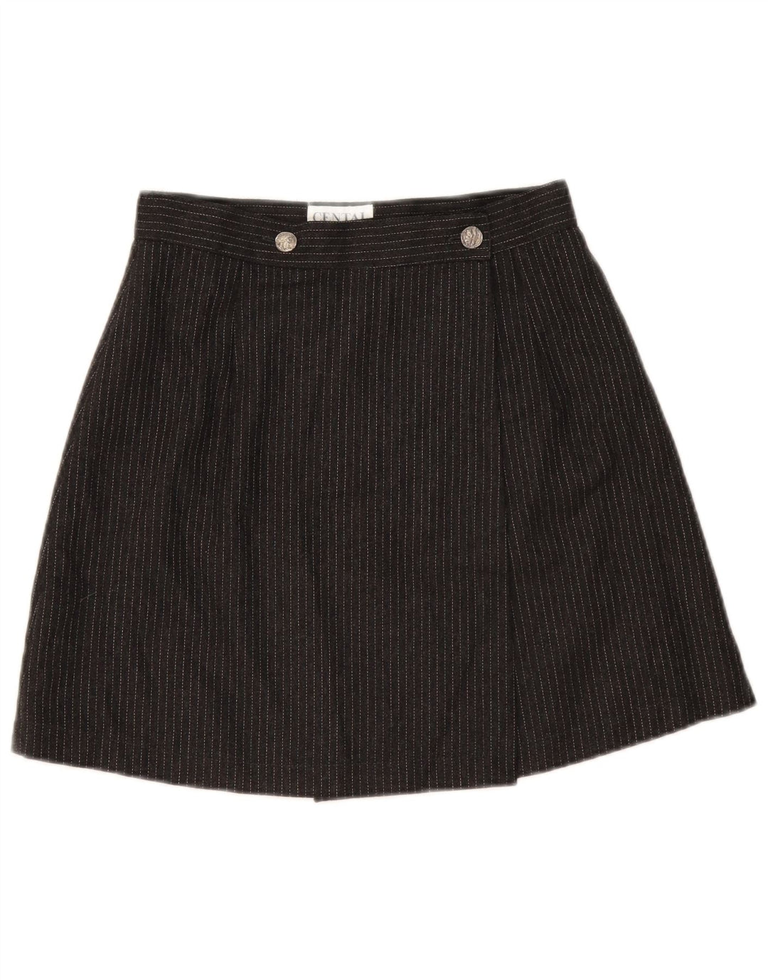 jupe portefeuille femme vintage IT 42 Medium W26 Noir Rayé