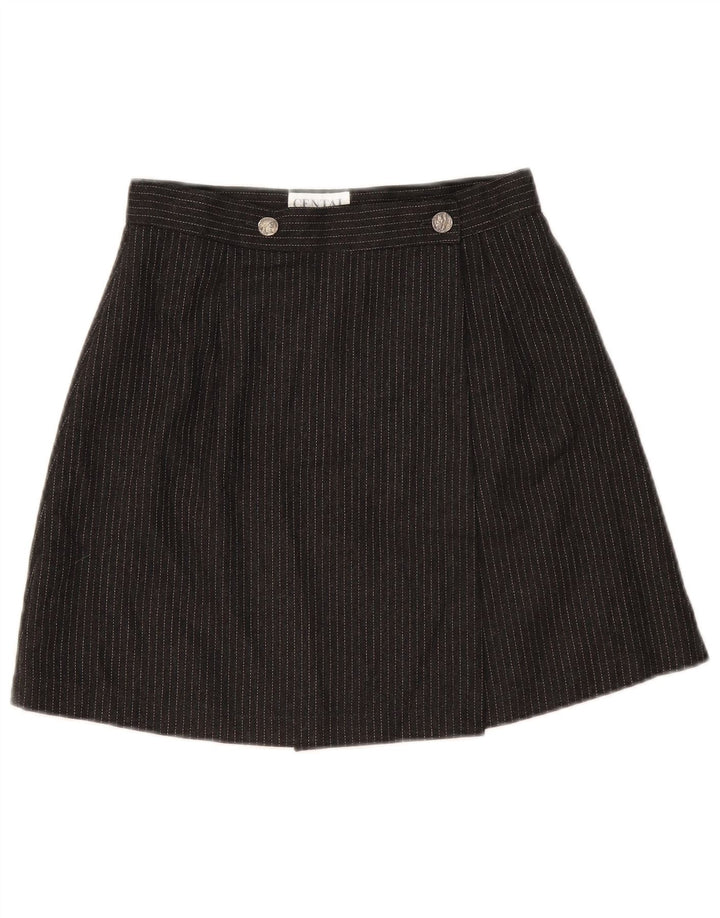 jupe portefeuille femme vintage IT 42 Medium W26 Noir Rayé