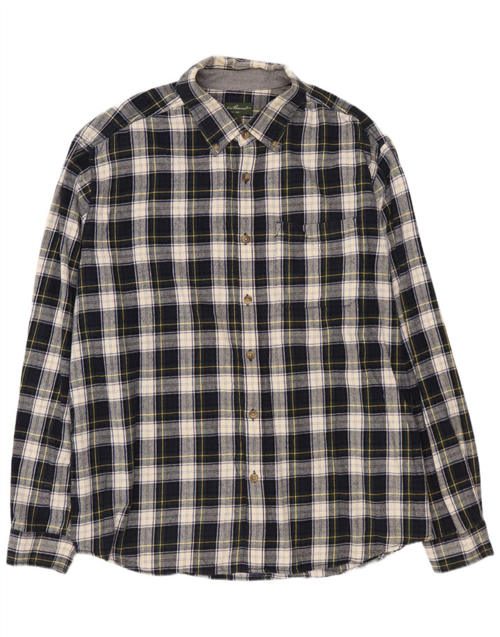 EDDIE BAUER Chemise en flanelle pour homme 2XL en coton à carreaux bleu marine