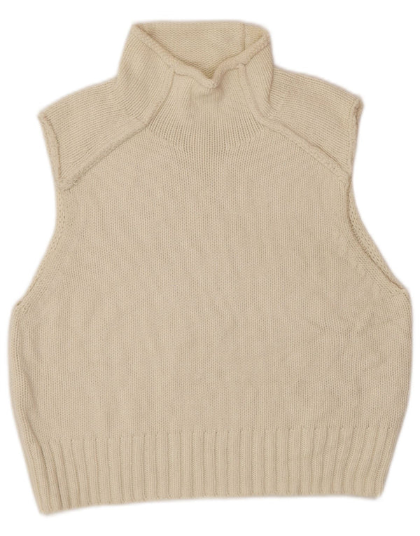 Zara Womens Crop Vest Débardeur UK 10 Petit Coton Blanc Cassé