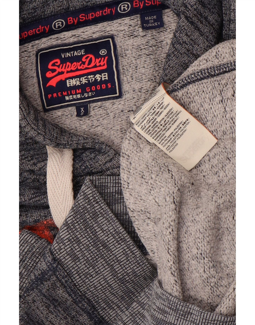 SUPERDRY Pull à capuche graphique surdimensionné pour femme UK 6 XS Gris moucheté