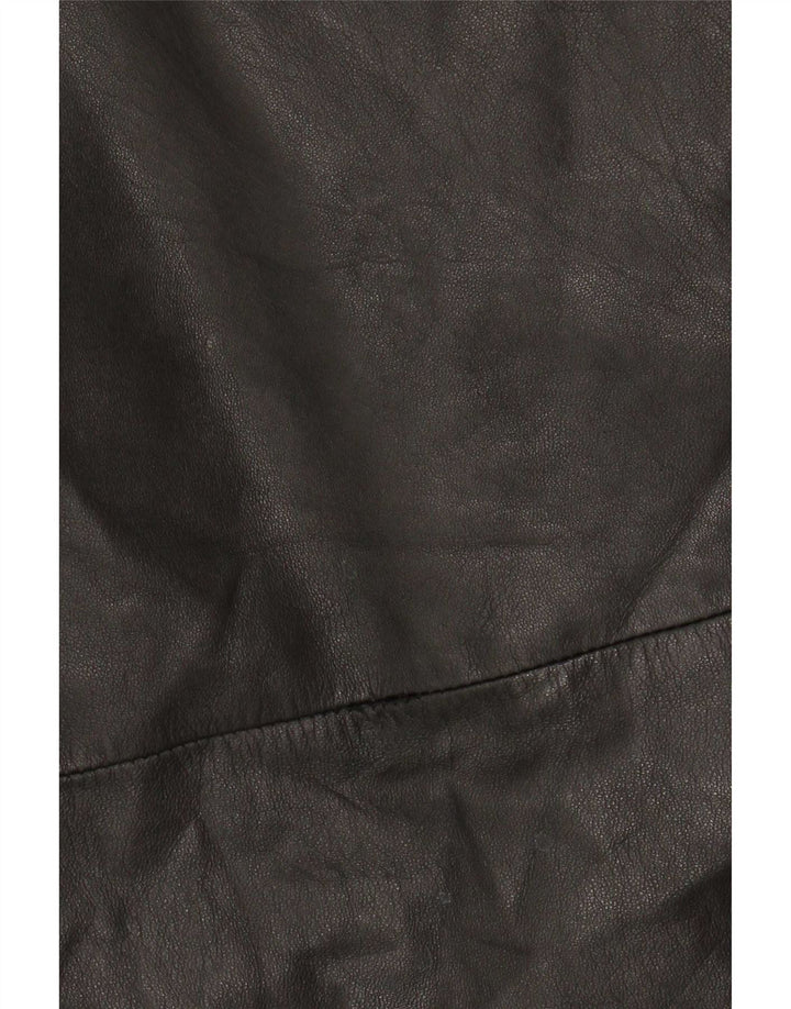 manteau en cuir femme vintage UK 16 Grand Noir