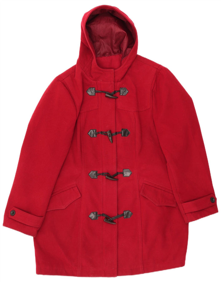 Duffle Coat à capuche femme vintage IT 54/56 3XL Polyester rouge