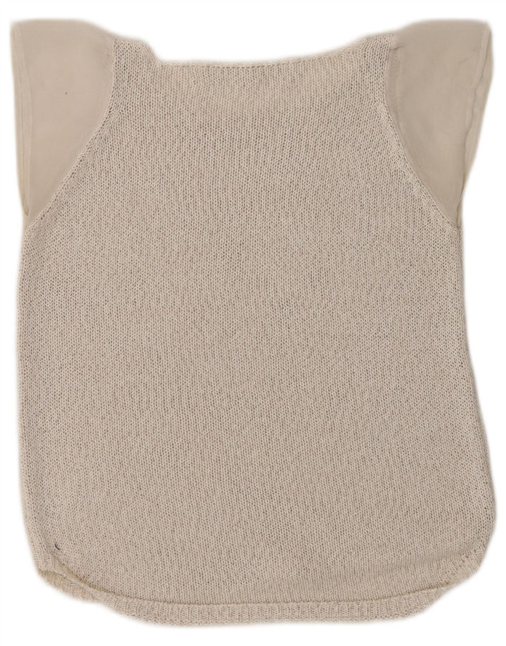Zara Womens Knit Blouse Top UK 10 Petit Beige