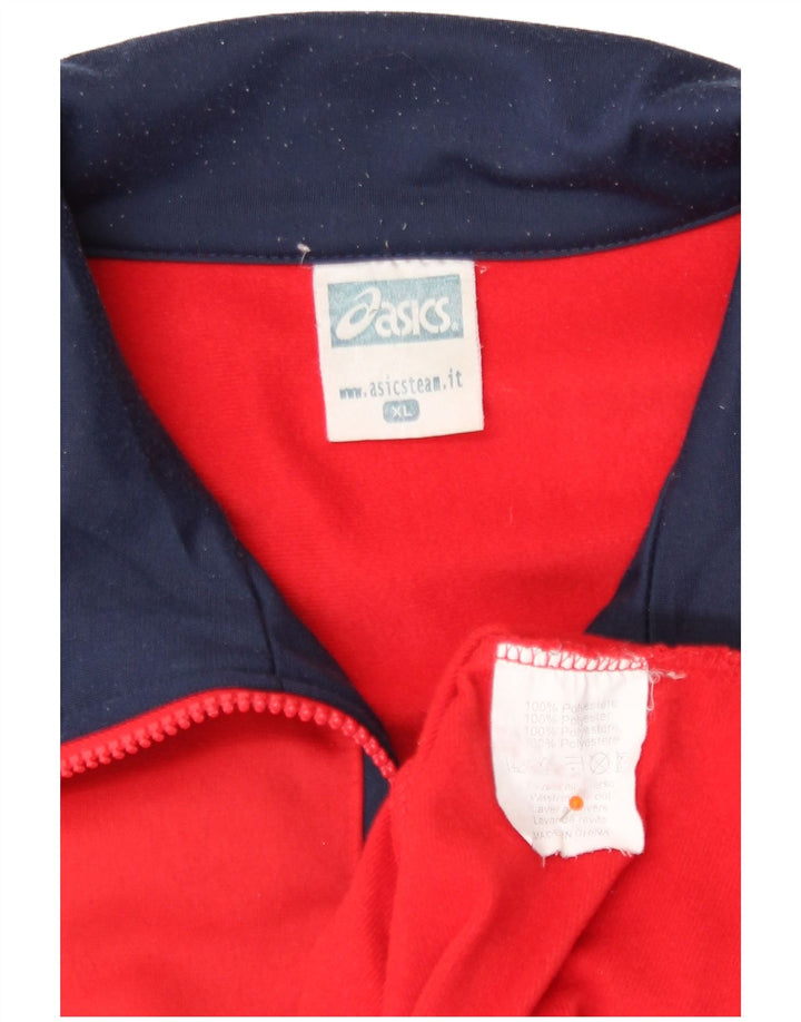 Asics Veste de survêtement graphique pour homme XL Rouge Polyester