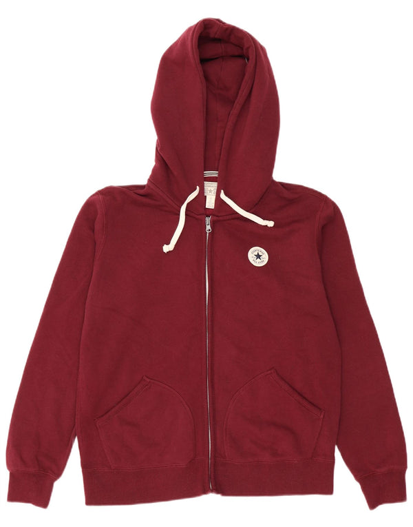 Converse Pull à capuche zippé surdimensionné pour femme UK 16 Grand coton bordeaux