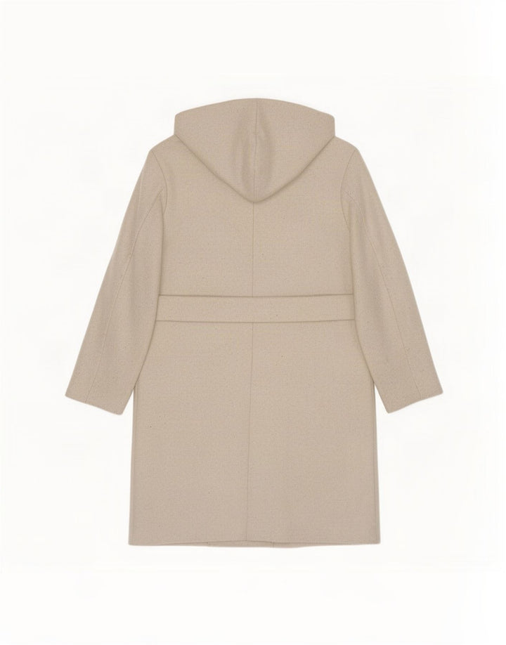 Zara Manteau à capuche surdimensionné à double boutonnage pour femme UK 10 Petit Beige