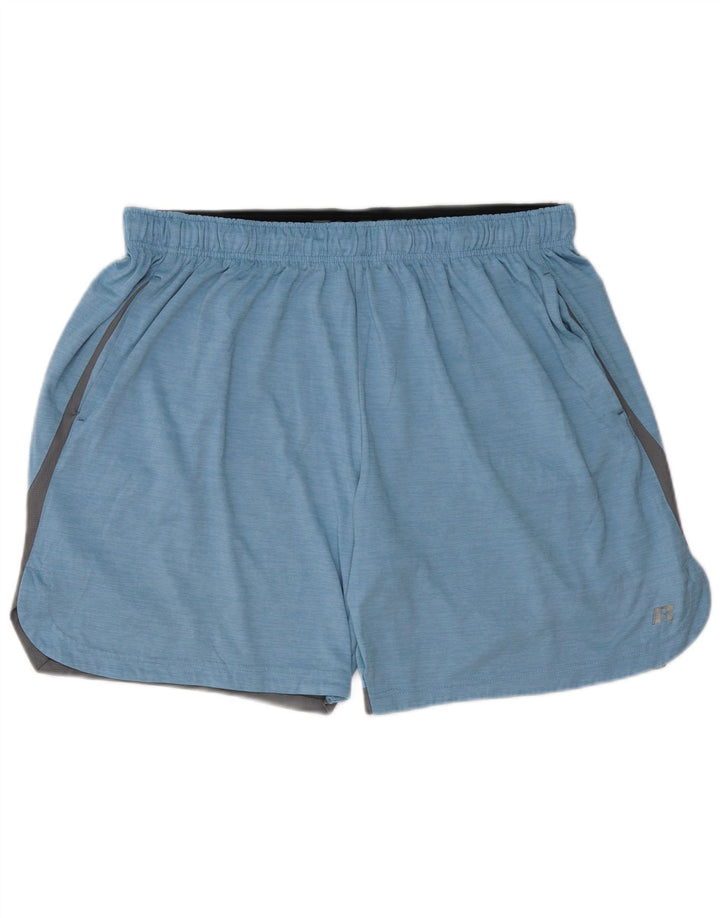RUSSELL ATHLETIC Short de sport pour homme XL Bleu Colorblock Polyester