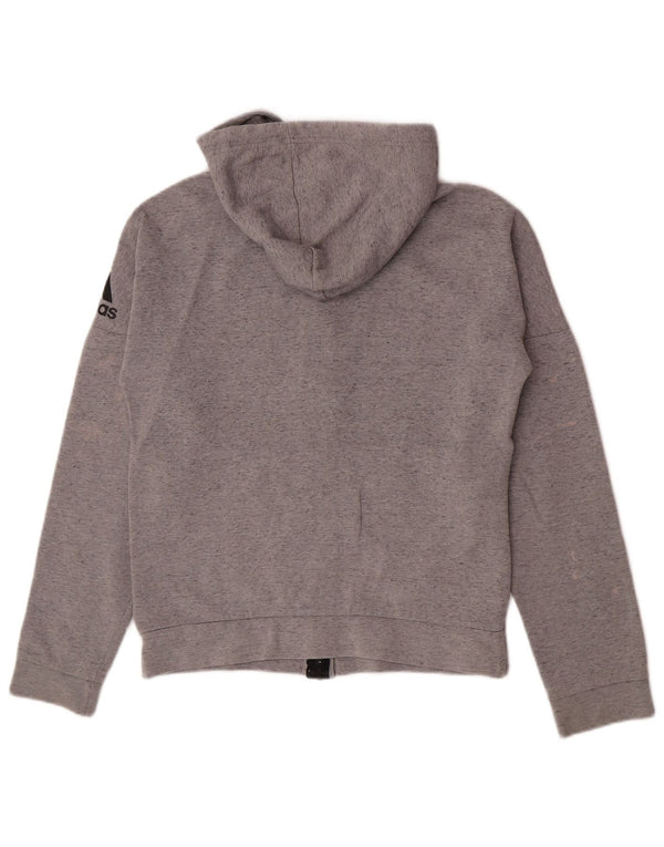 Adidas Pull à capuche zippé graphique pour femme UK 10 Petit coton gris