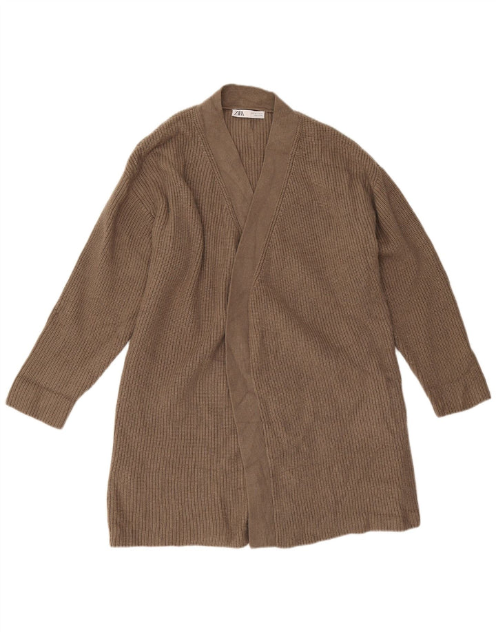Zara Cardigan ouvert surdimensionné pour femme UK 10 Petit Marron