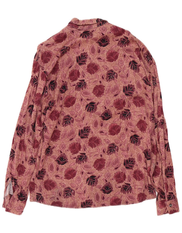 vintage Chemise Homme Taille 39/40 Coton Floral Bordeaux Moyen