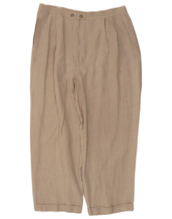 Marks & Spencer Pantalon court pour femme UK 18 XL W32 L25 Lin beige