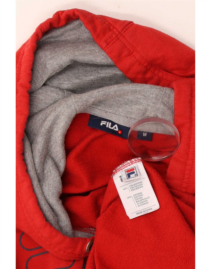 Fila Pull à capuche graphique pour femme UK 14 Rouge moyen Polyester