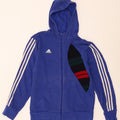 Adidas Pull à capuche zippé en coton color block bleu moyen pour homme