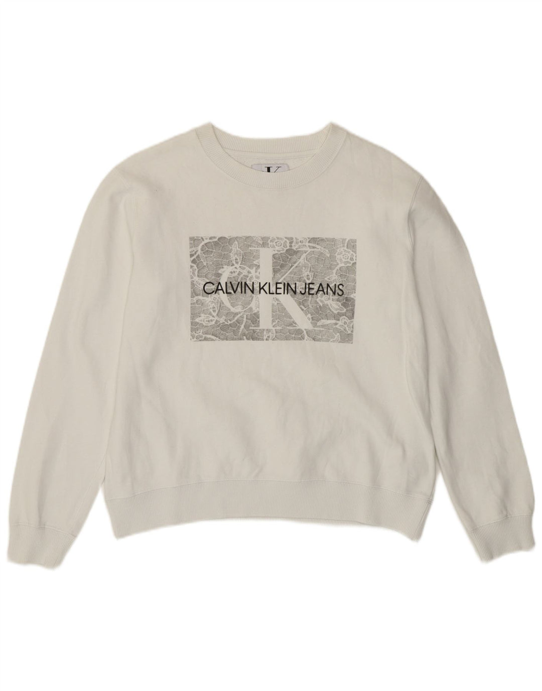 Calvin Klein Sweat-shirt graphique pour femme UK 10 Petit coton blanc